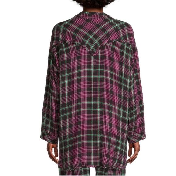 NWT Free People Intimately Plaid About You Flannel Sleep long sleeve Shirt S - Picture 4 of 10